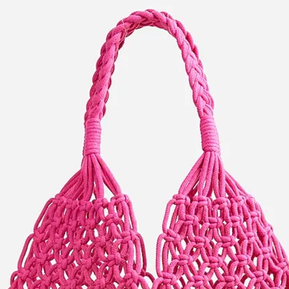 🩷 J.Crew Cadiz Hand-Knotted Rope Tote Bag NWT in Fuchsia - Picture 2 of 5